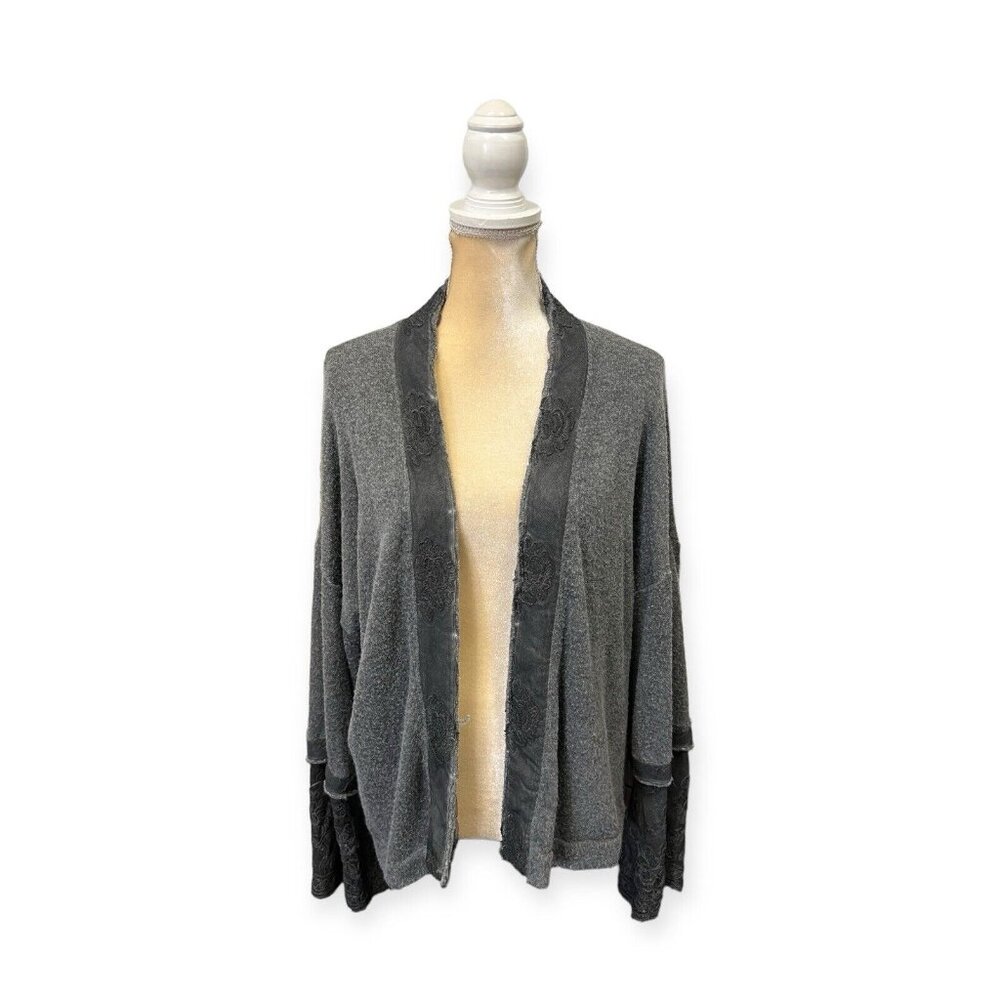 SAGA Italy Gray Cardigan Sweater Size 2 Open Front